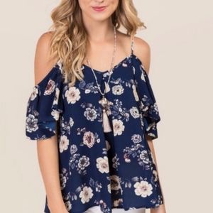 Blue Rain - XS Cold Shoulder Blouse